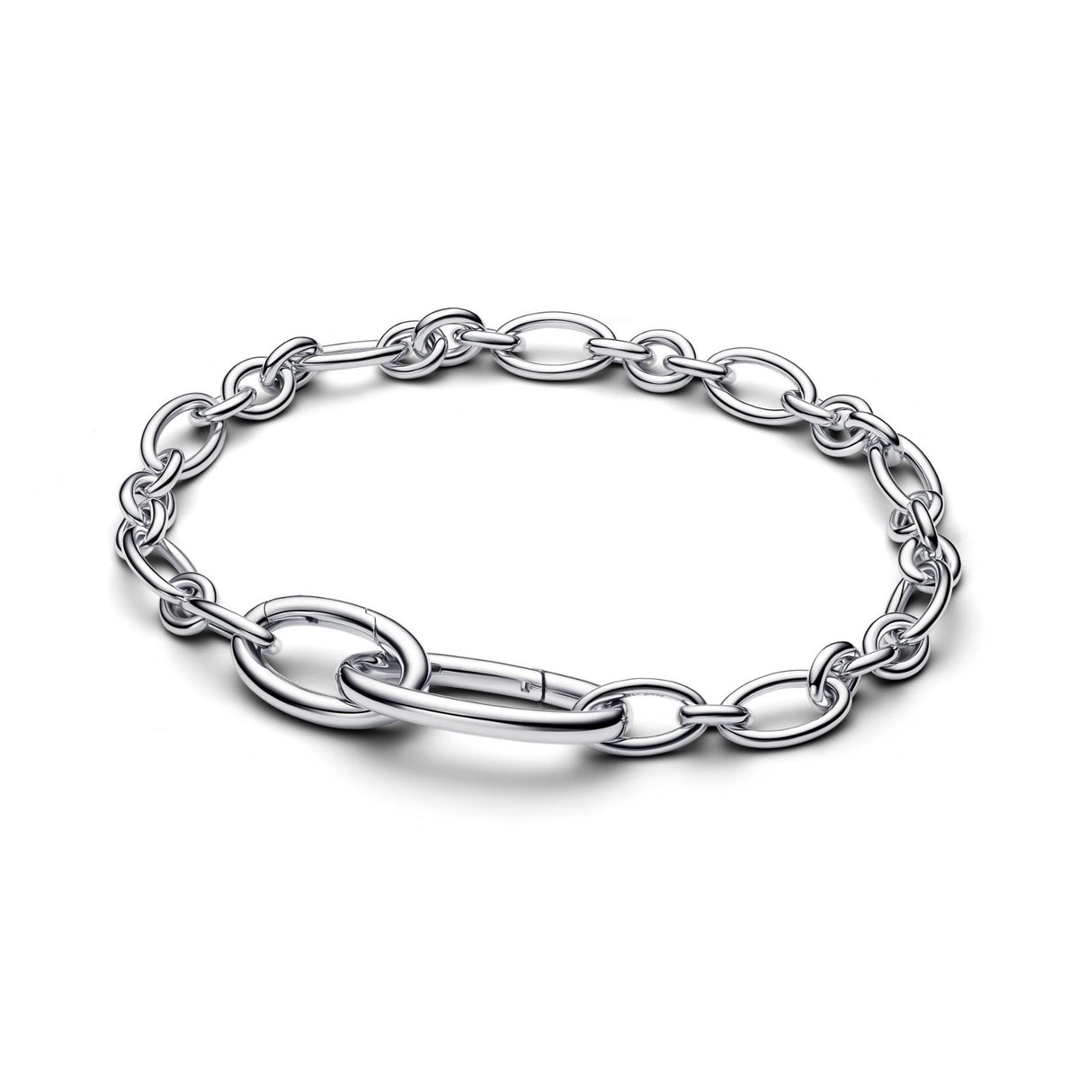 Pandora ME Openable Oval Link Chain rannekoru, hopeaa, 594678C00