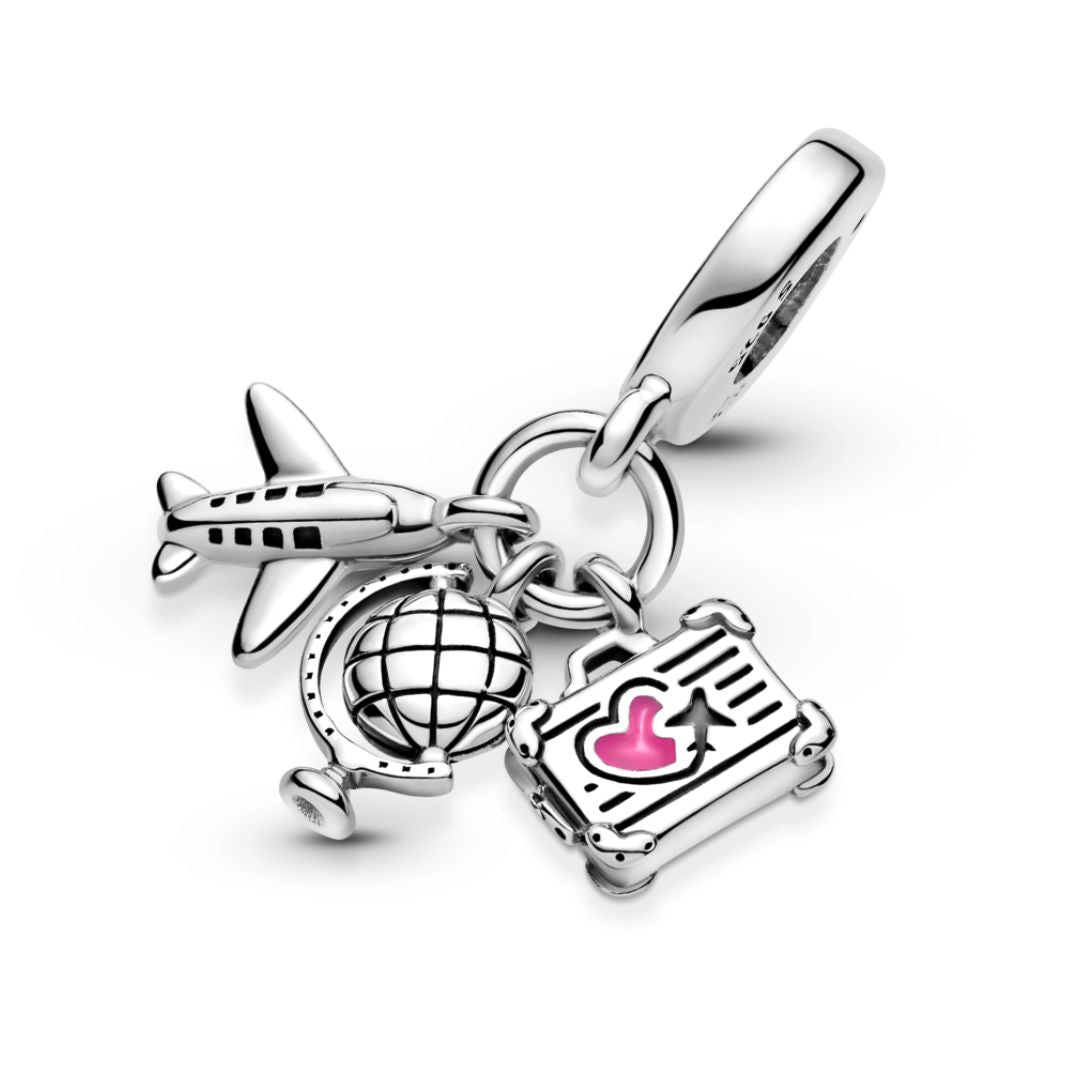 Pandora Moments Airplane, Globe & Suitcase hela, hopea, 799435C01