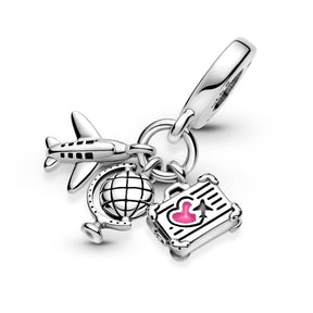 Pandora Moments Airplane, Globe & Suitcase hela, hopea, 799435C01