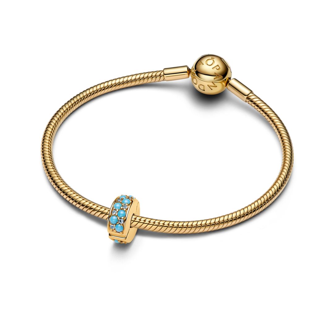 Pandora Moments Aqua Blue lukkopala, keltakullattu, 763902C01