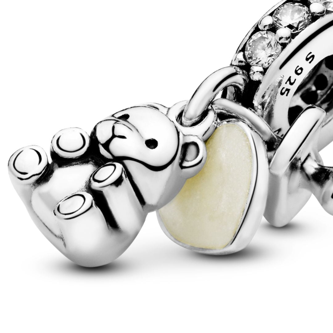 Pandora Moments Baby Teddy Bear hela, hopea, 792100CZ