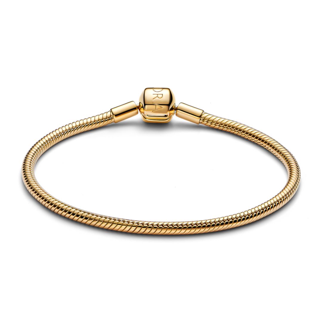 Pandora Moments Barrel Clasp Snake Chain rannekoru, keltakullattu, 563390C00