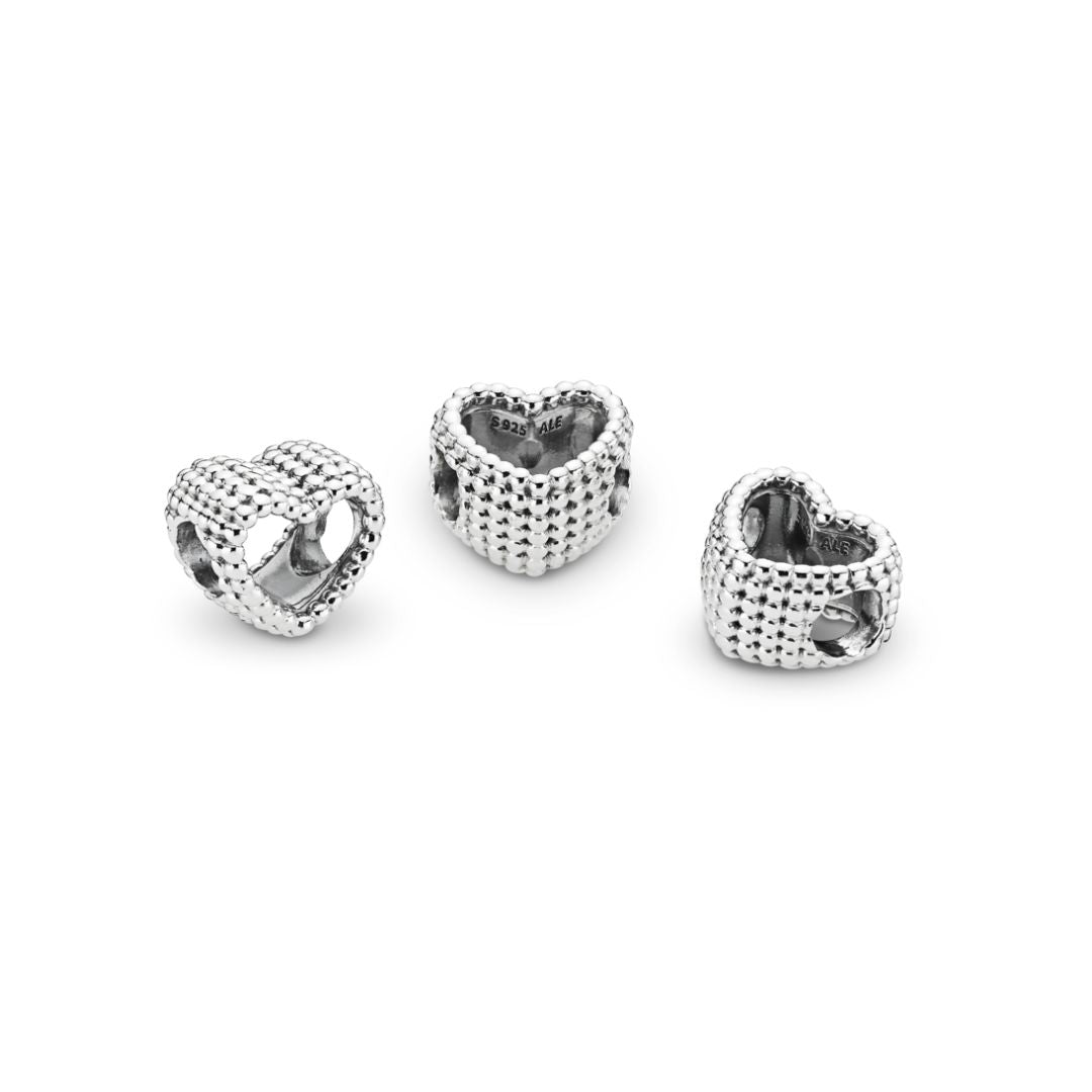 Pandora Moments Beaded Open Heart hela, hopea, 797516