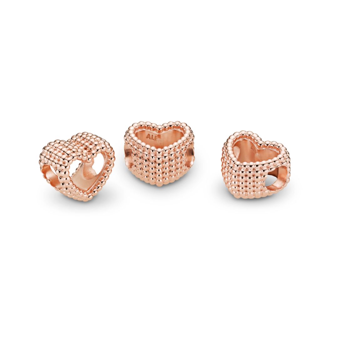 Pandora Moments Beaded Open Heart hela, ruusukullattu, 787516