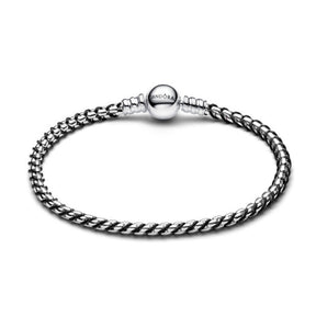 Pandora Moments Black Cord Box Chain rannekoru, hopeaa, 593816C02