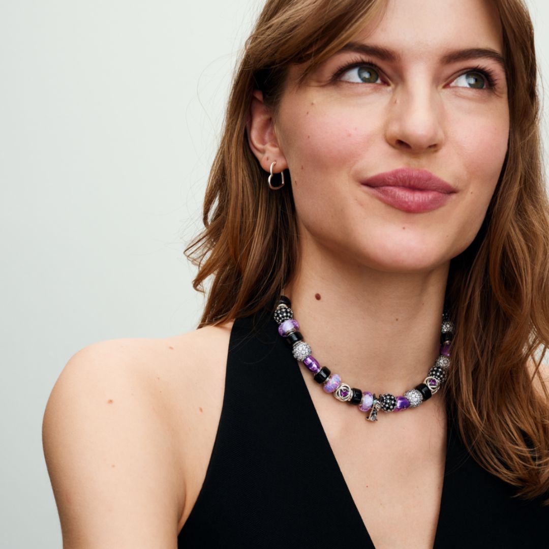 Pandora Moments Black Mini Murano Glass hela, hopea, 793117C00