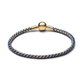 Pandora Moments Blue Cord Box Chain rannekoru, keltakullattu, 563816C02