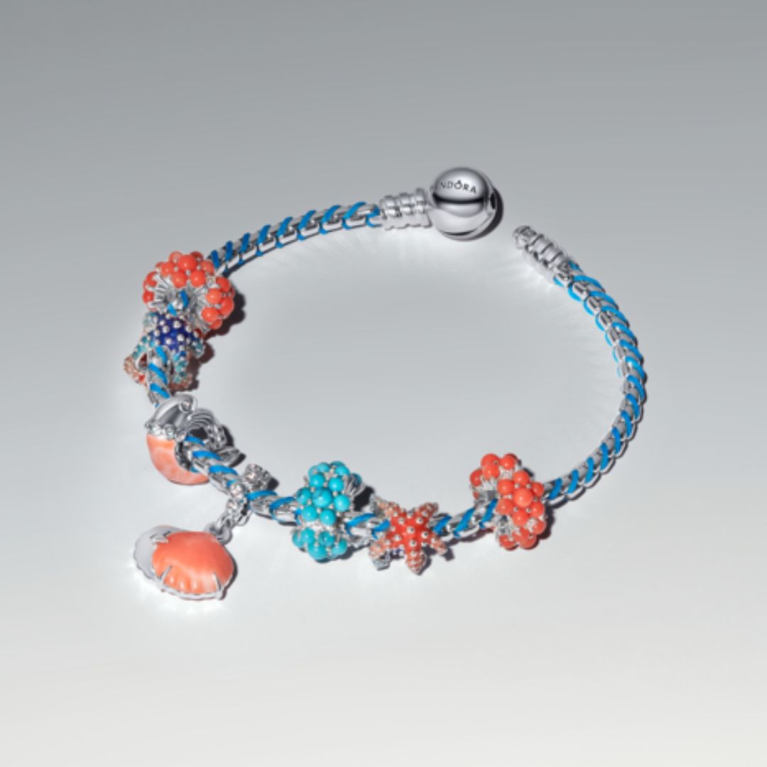 Pandora Moments Blue Cord Snake Chain rannekoru, hopea, 593816C01