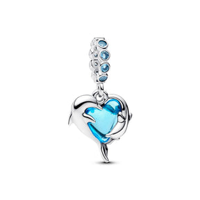 Pandora Moments Blue Murano Glass Dolphins hela, hopea, 793924C01