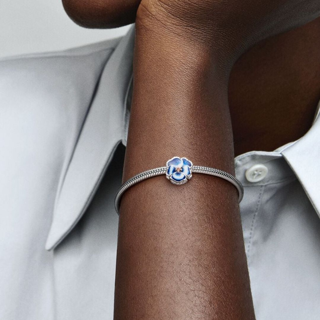 Pandora Moments Blue Pansy Flower hela, hopea, 790777C02
