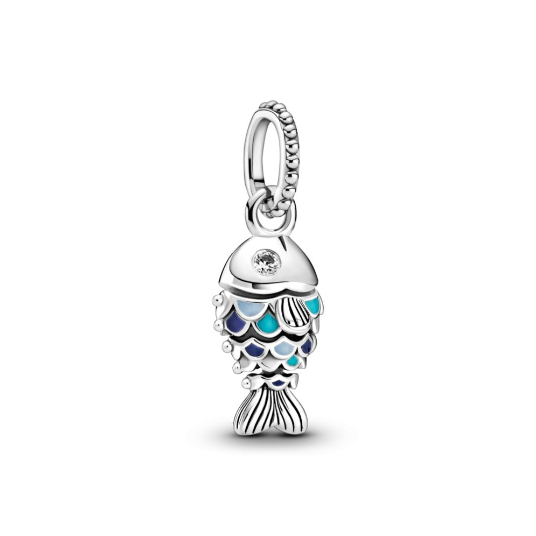 Pandora Moments Blue Scaled Fish Charm, Silver, 799428C01