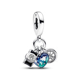 Pandora Moments Camera, Heart & Compass Triple hela, hopea, 792703C01
