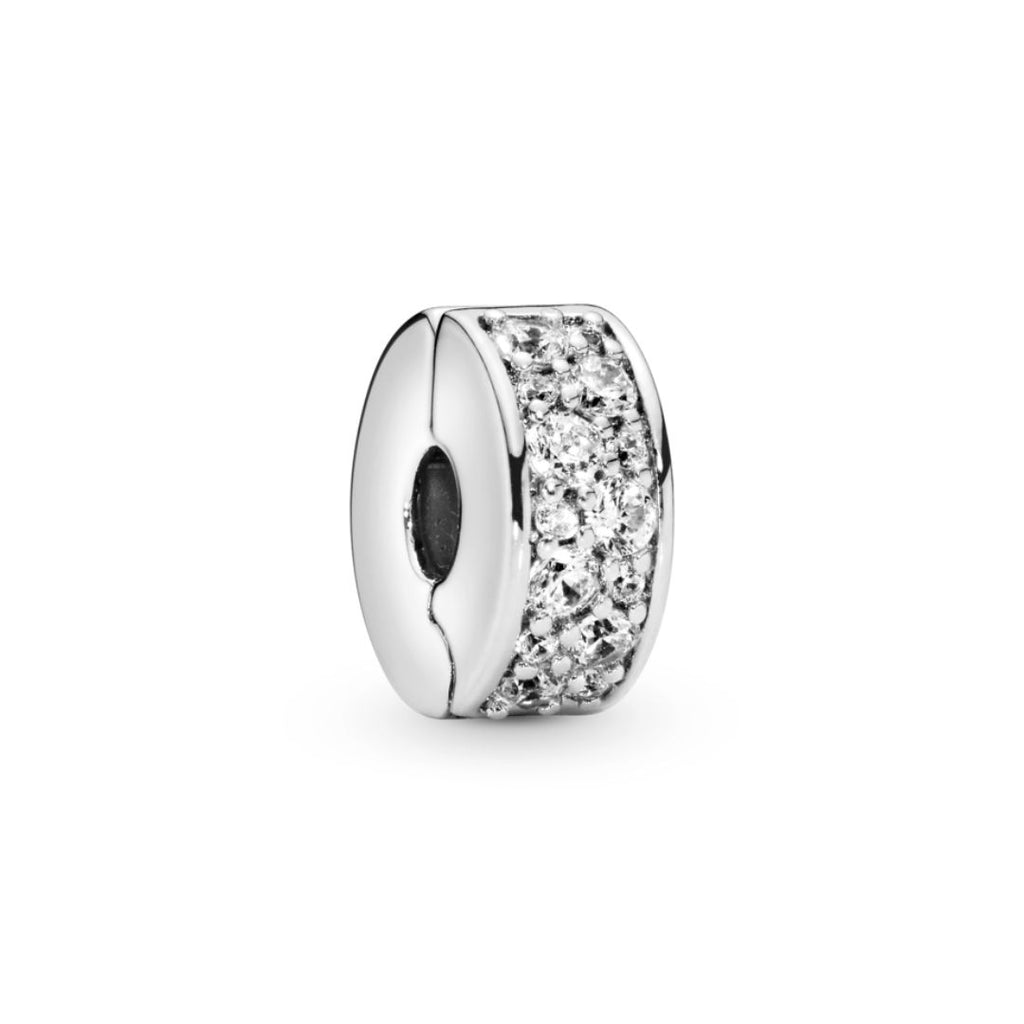 Pandora Moments Clear Pavé Clip Charm, Silver, 791817CZ