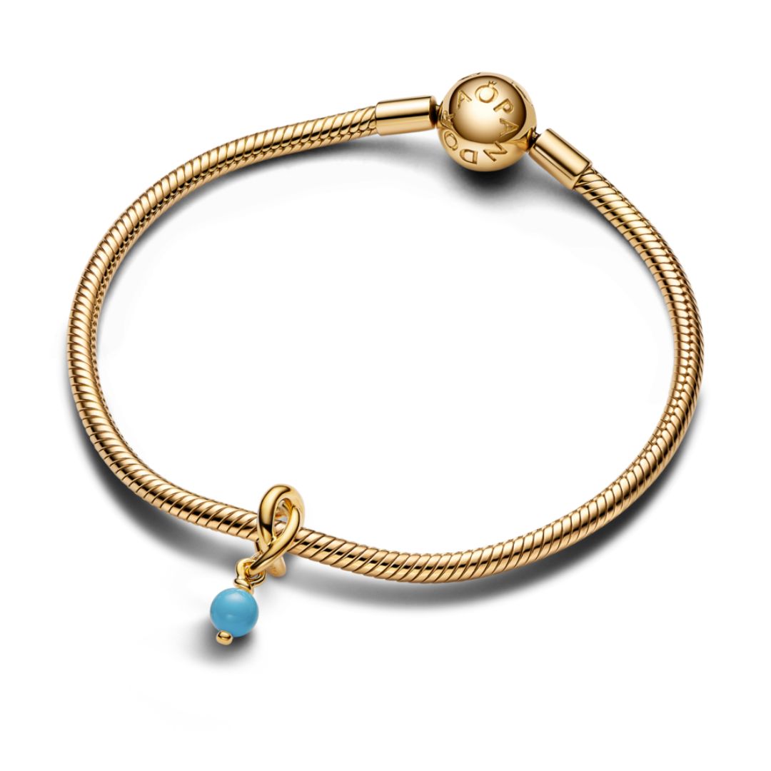 Pandora Moments December Turquoise Blue Eternity Circle hela, keltakullattu, 763462C12
