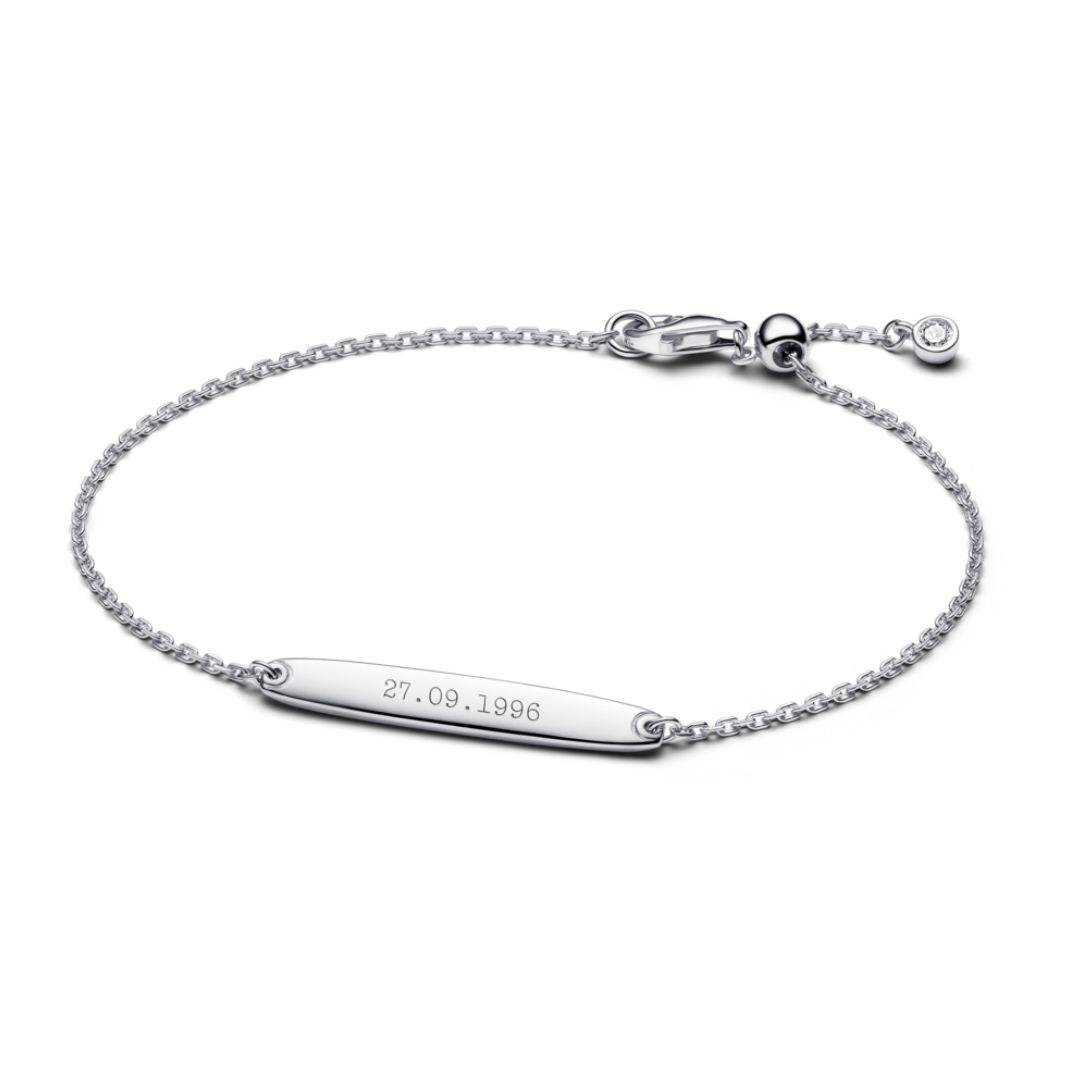 Pandora Moments Engravable Bar Chain rannekoru, hopea, 594010C01