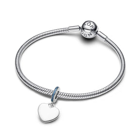 Pandora Moments Engravable Heart Blue Stone hela, hopea, 793926C03