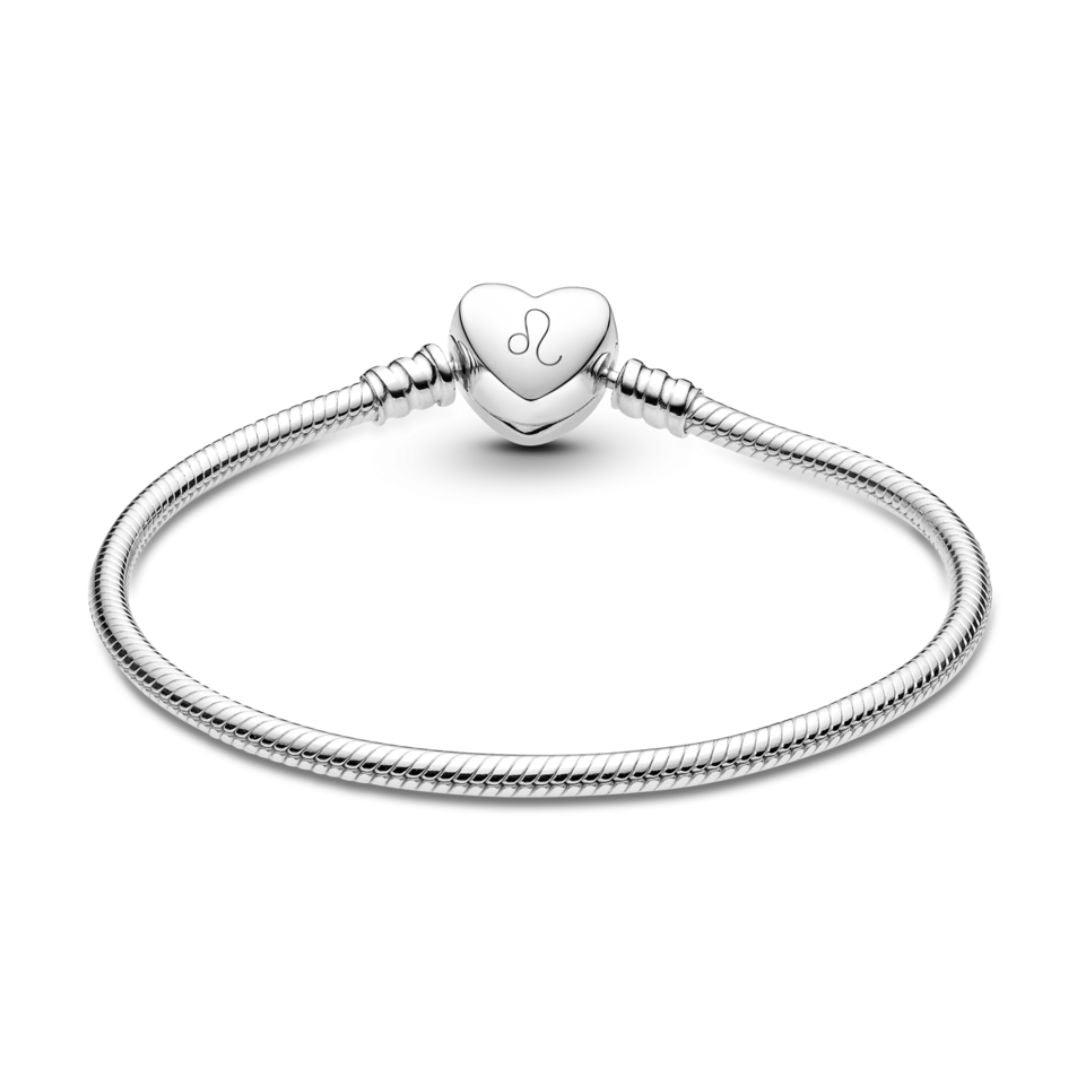 Pandora Moments Engravable Heart Clasp Snake Chain Bracelet, Silver, 5