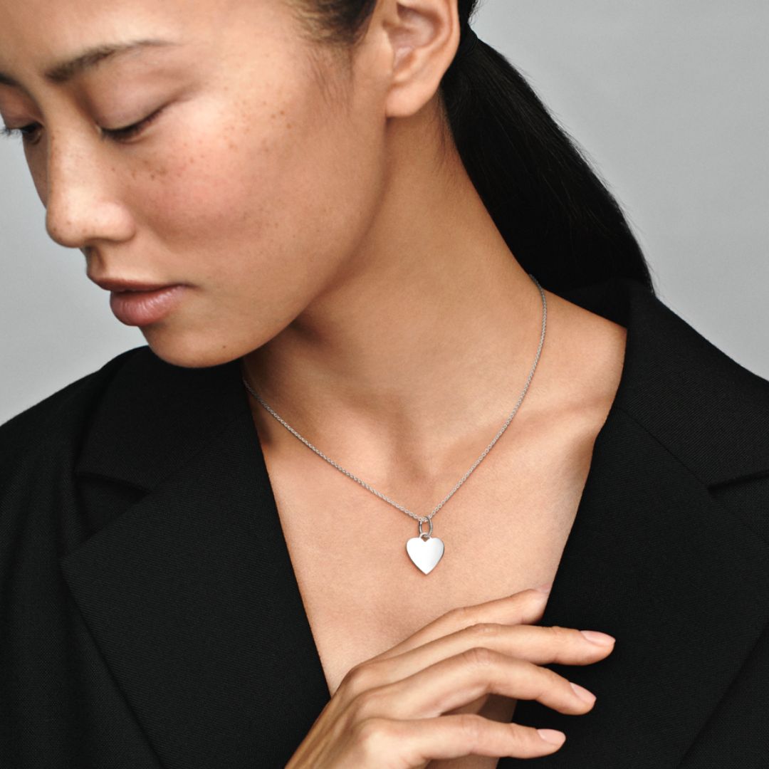 Pandora Moments Engravable Heart Tag riipus, hopea, 398914C00