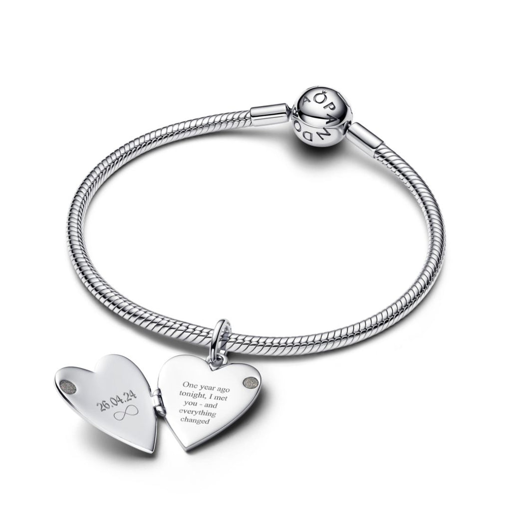 Pandora Moments Engravable Openable Heart Tag Pendant, Silver, 394013C