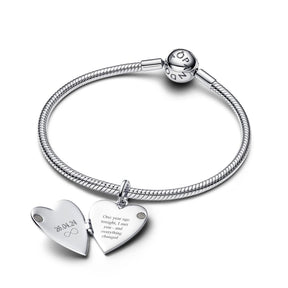 Pandora Moments Engravable Openable Heart Tag riipus, hopea, 394013C01