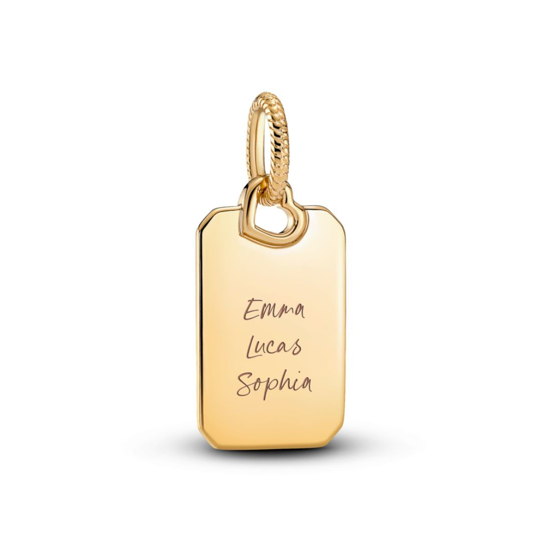 Pandora Moments Engravable Rectangle Tag Pendant, Yellow Gold Plated,