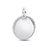 Pandora Moments Engravable Round Tag riipus, hopea, 394007C01
