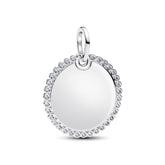 Pandora Moments Engravable Round Tag riipus, hopea, 394007C01