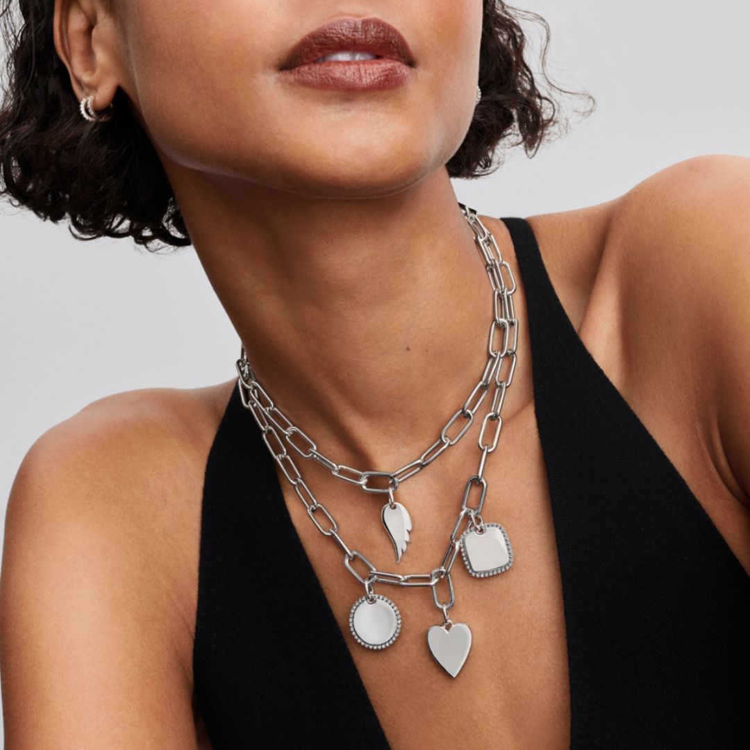 Pandora Moments Engravable Round Tag riipus, hopea, 394007C01