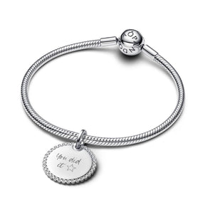 Pandora Moments Engravable Round Tag riipus, hopea, 394007C01