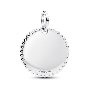 Pandora Moments Engravable Round Tag riipus, hopea, 394007C01