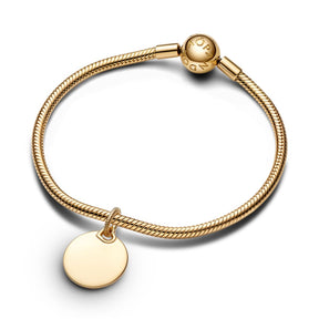 Pandora Moments Engravable Round Tag riipus, keltakullattu, 368610C00
