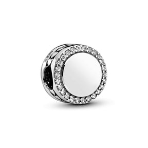 Pandora Moments Engravable Sparkling Button hela, hopea, 798747C01