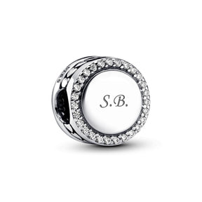 Pandora Moments Engravable Sparkling Button hela, hopea, 798747C01
