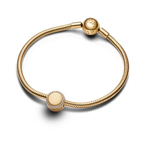 Pandora Moments Engravable Sparkling Button hela, keltakullattu, 768747C01