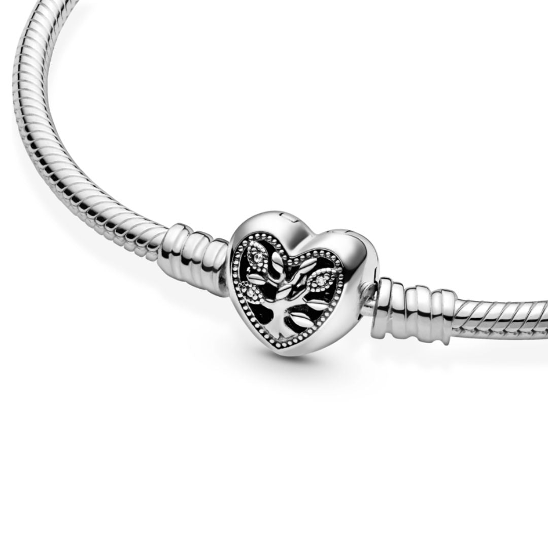 Pandora Moments Family Tree Heart Clasp Snake Chain rannekoru, hopea, 598827C01