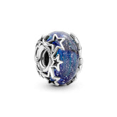 Pandora Moments Galaxy Blue & Star Murano hela, hopea, 790015C00