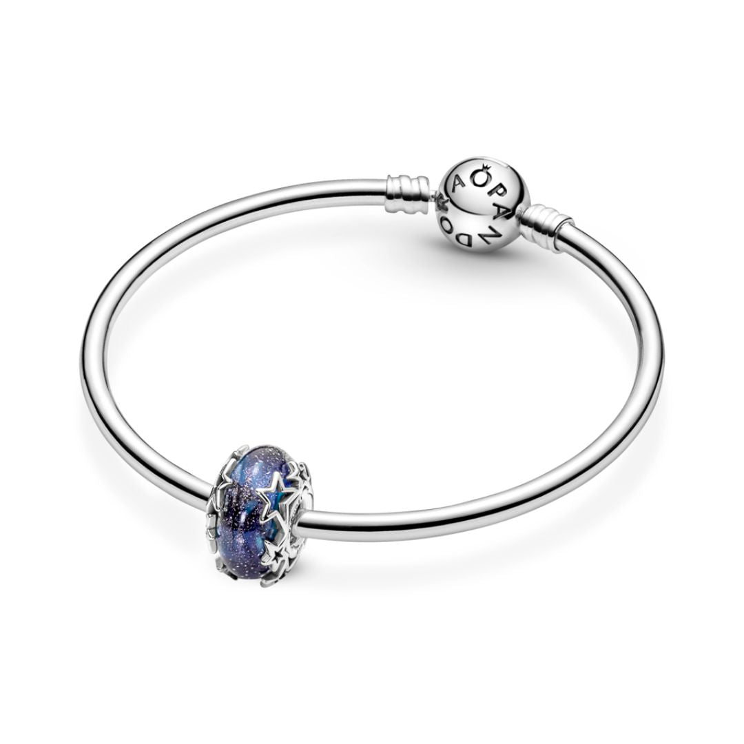Pandora Moments Galaxy Blue & Star Murano hela, hopea, 790015C00