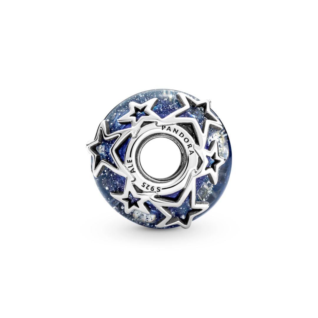 Pandora Moments Galaxy Blue & Star Murano hela, hopea, 790015C00