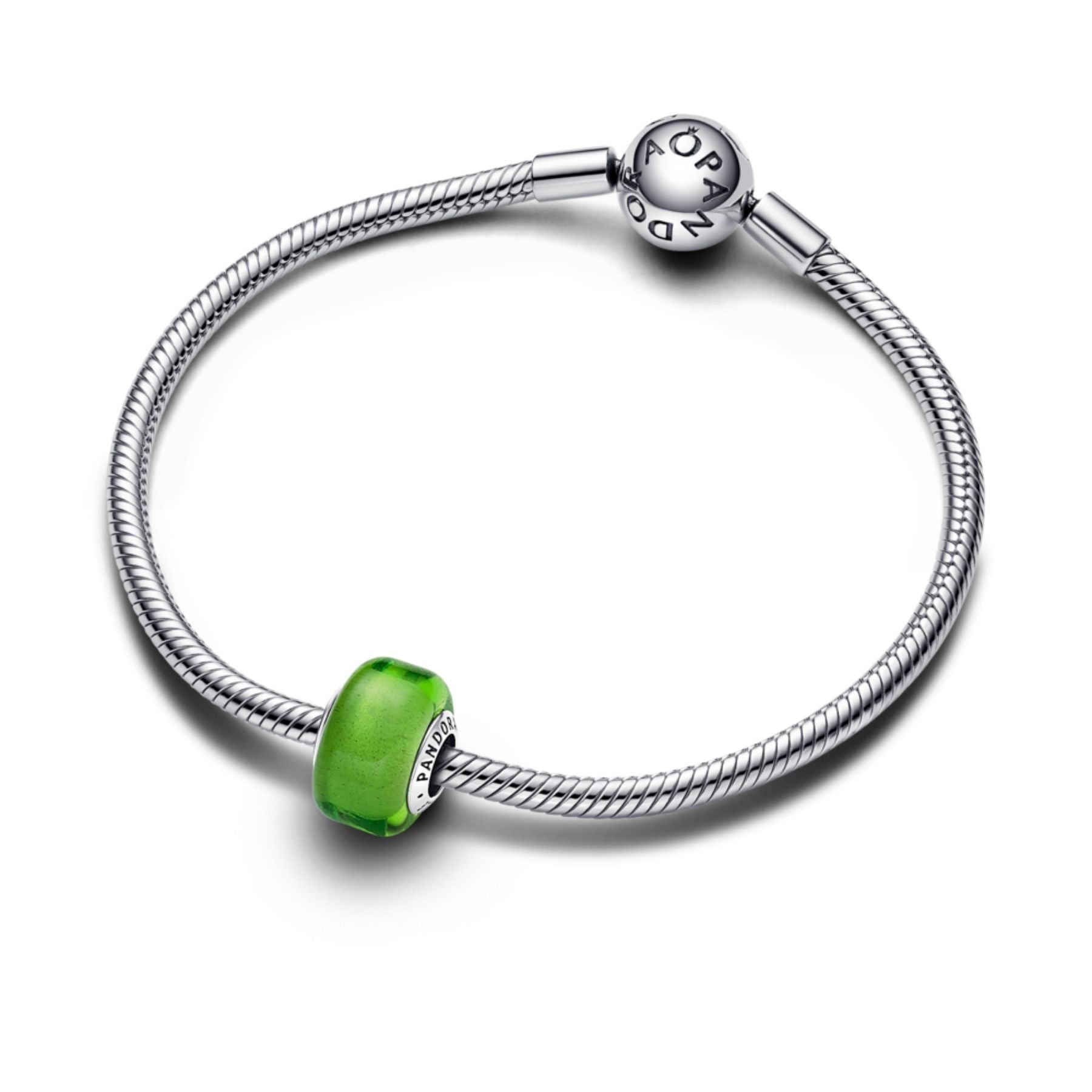 Pandora Moments Green Mini Murano Glass hela, hopea, 793106C00