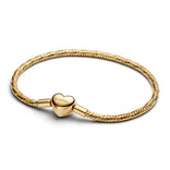 Pandora Moments Heart Clasp Faceted Snake Chain rannekoru, keltakullattu, 564236C00