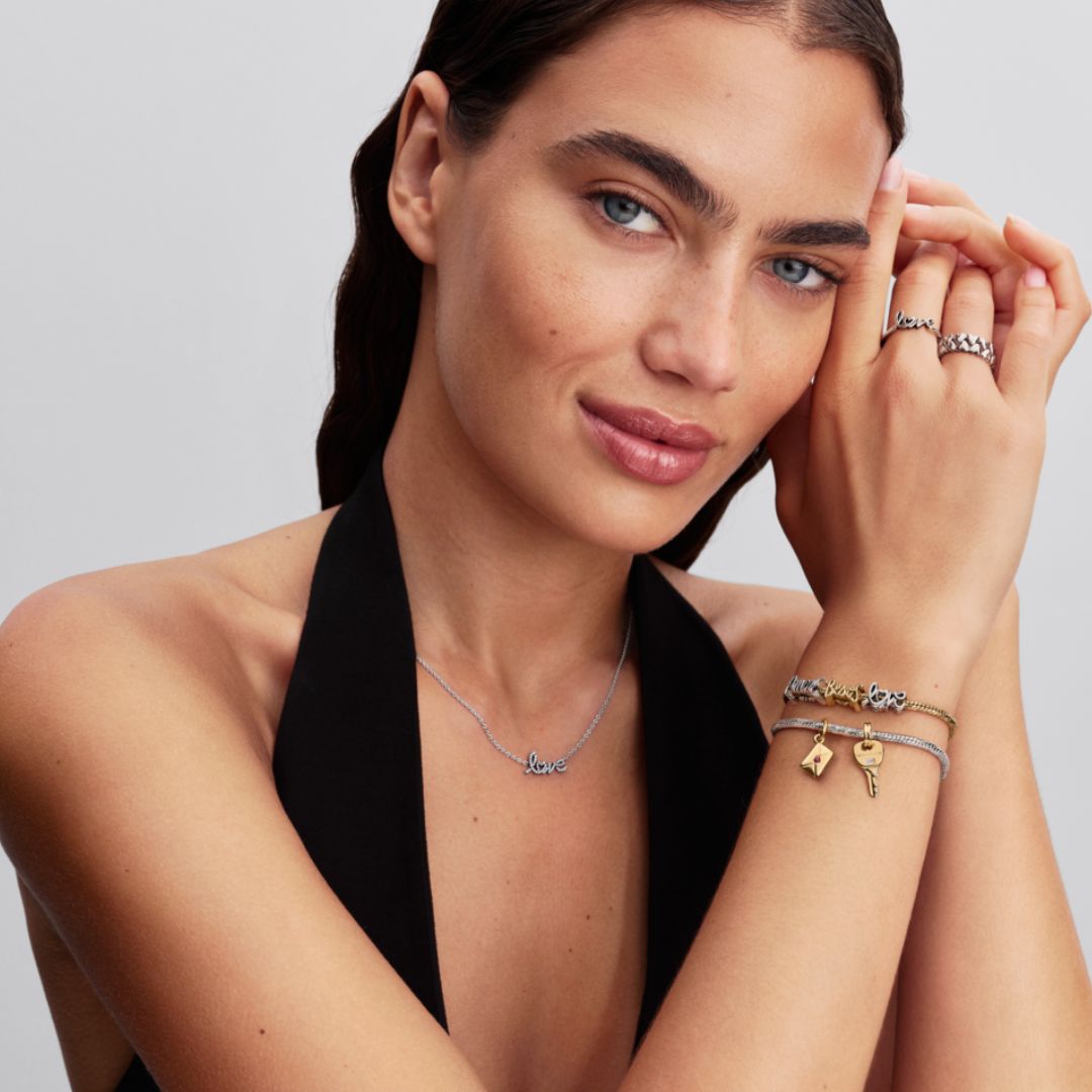 Pandora Moments Heart Clasp Faceted Snake Chain rannekoru, keltakullattu, 564236C00