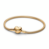 Pandora Moments Heart Clasp Snake Chain rannekoru, keltakullattu, 563050C00
