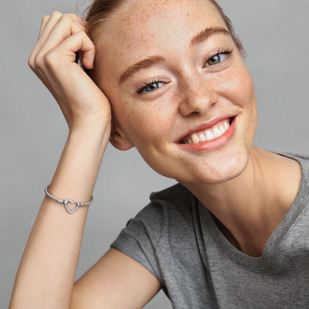 Pandora Moments Heart Closure Snake Chain rannekoru, hopea, 599539C00