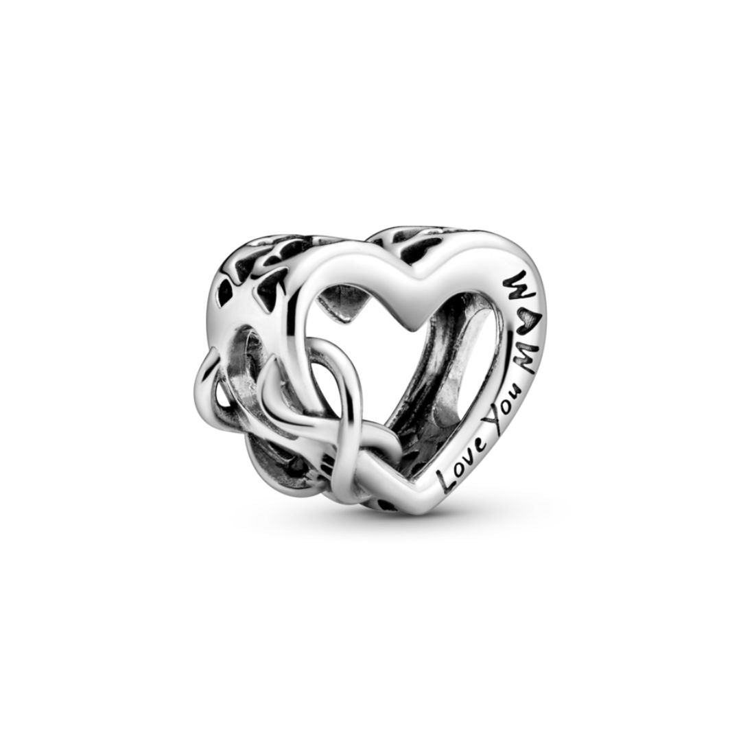 Pandora Moments Love You Mom Infinity Heart Charm, Silver, 798825C00