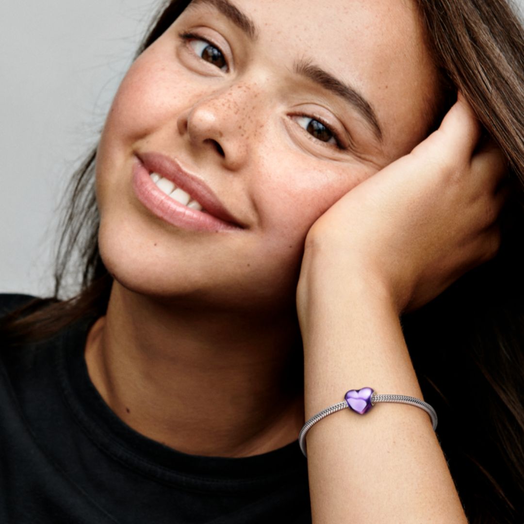 Pandora Moments Metallic Purple Heart hela, hopea, 793337C01
