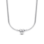 Pandora Moments Moments Heart Clasp Snake Chain kaulakoru, hopea, 393091C00-45