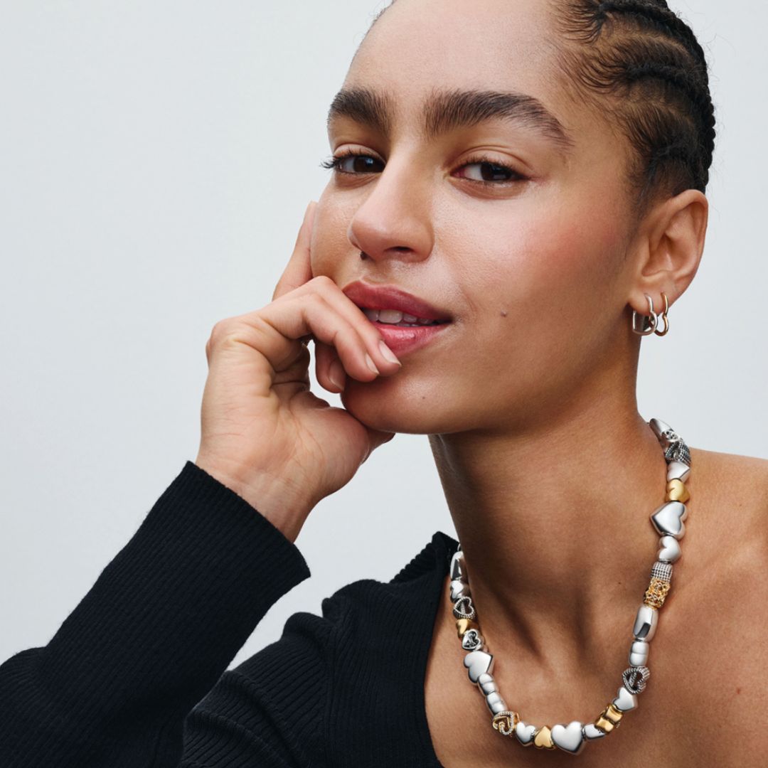 Pandora Moments Moments Heart Clasp Snake Chain kaulakoru, hopea, 393091C00-45