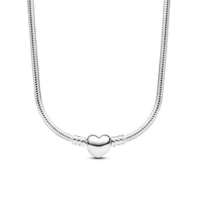 Pandora Moments Moments Heart Clasp Snake Chain kaulakoru, hopea, 393091C00-45