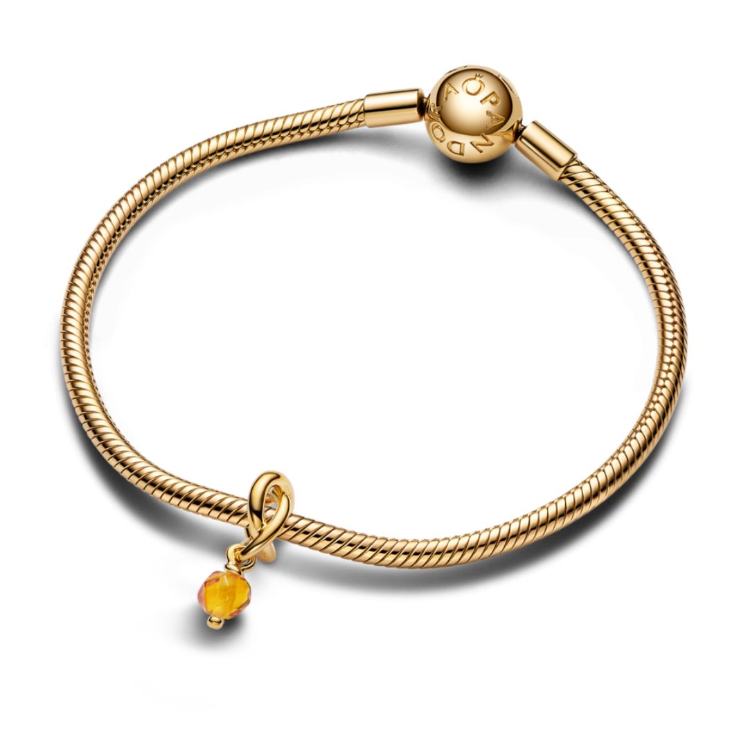 Pandora Moments November Honey Eternity Circle Charm, Yellow Gold Plat