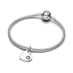Pandora Moments October Engravable Pink Stone Heart hela, hopea, 794295C10